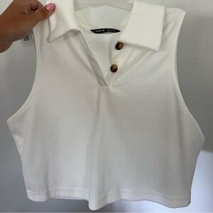 White SHEIN button crop top